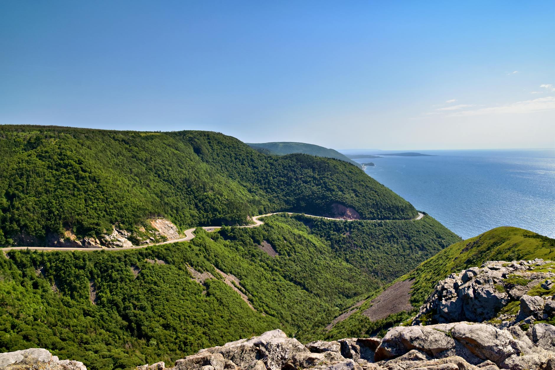 scenic cabot trail view in cape breton nova scotia